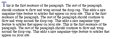 Drop cap style as viewed in IE 4.0b1